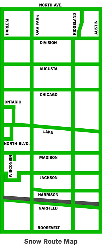 Map of Oak Park snow routes